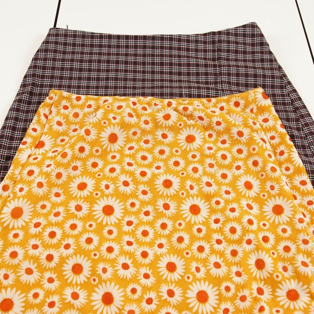 Urban Outfitters Set of 2 Plaid Floral Yellow Mini Skirt Womens Sz S